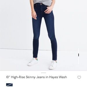 Madewell 10” High Rise Skinny Dark Indigo Denim Jeans